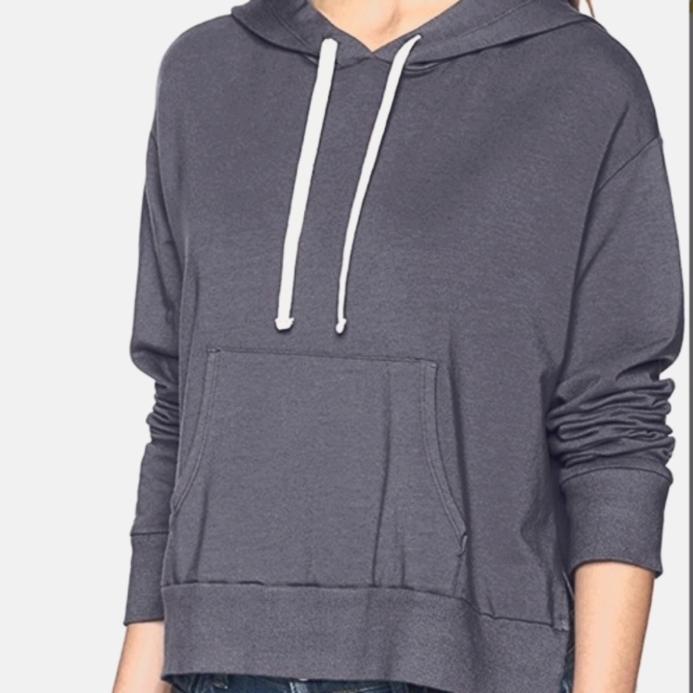 Monrow Grey Side Slit Hoodie in Ash